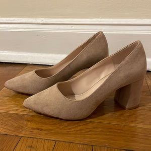 Nude suede heels